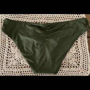 Becca ruched swimsuit bottom. Army green. NWT